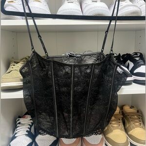 Black Lace Corset-Style Top